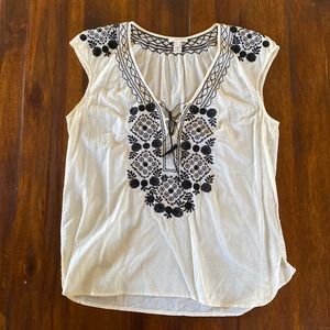 J. Crew cap sleeve embroidered top